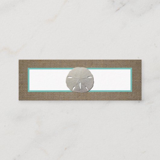 Sand Dollar & Burlap-Bladwijzer Mini Visitekaartje (Voorkant)