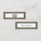 Sand Dollar & Burlap-Bladwijzer Mini Visitekaartje (Voorkant / Achterkant)