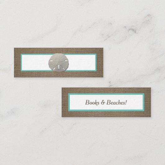 Sand Dollar & Burlap-Bladwijzer Mini Visitekaartje (Voorkant / Achterkant)