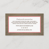 Sand Dollar & Burlap Business - Hartelijk dank voo Visitekaartje (Achterkant)