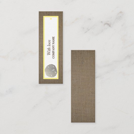 Sand Dollar & Burlap CadeauLabel Mini Visitekaartje (Voorkant / Achterkant)