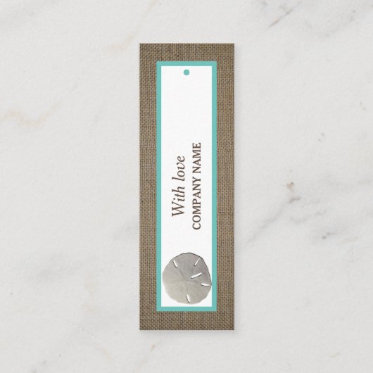 Sand Dollar & Burlap CadeauLabel Mini Visitekaartje (Voorkant)