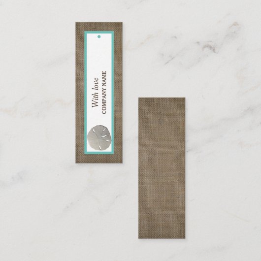 Sand Dollar & Burlap CadeauLabel Mini Visitekaartje (Voorkant / Achterkant)