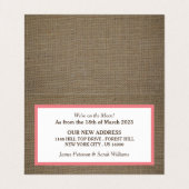 Sand Dollar & Burlap Change of Address Card Visitekaartje (Binnenkant ongevouwen)