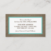 Sand Dollar & Burlap Change of Address Card Visitekaartje (Achterkant)