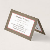 Sand Dollar & Burlap Double Loyalty-Visitekaartje Visitekaartje (Achterkant)