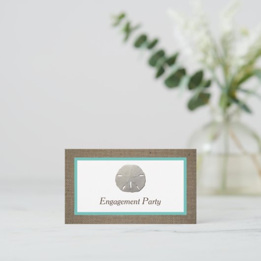 Sand Dollar & Burlap Engagement Party Ticket (Staand voorkant)