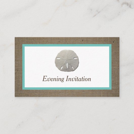 Sand Dollar & Burlap Evening Ticket Uitnodigen (Voorkant)