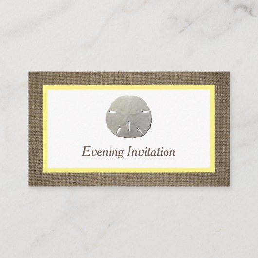 Sand Dollar & Burlap Evening Ticket Uitnodigen (Voorkant)