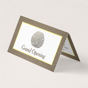 Sand Dollar & Burlap Grand-openingsceremonie Visitekaartje