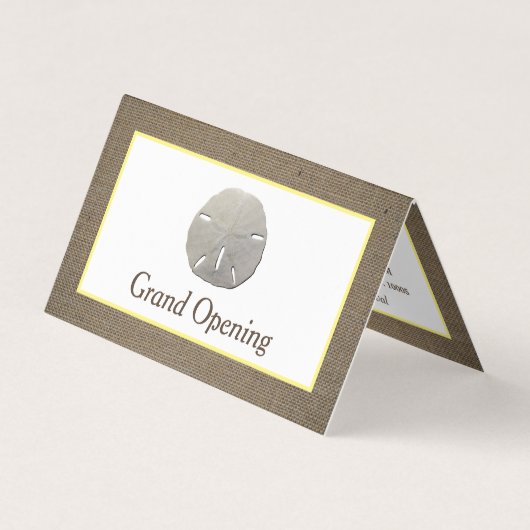 Sand Dollar & Burlap Grand-openingsceremonie Visitekaartje (Voorkant)