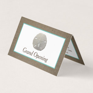 Sand Dollar & Burlap Grand-openingsceremonie Visitekaartje