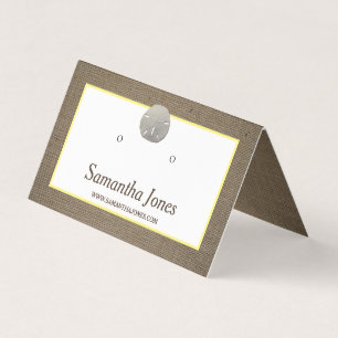 Sand Dollar & Burlap Jewelry Display Card Visitekaartje