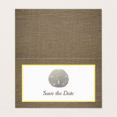 Sand Dollar & Burlap Photo Save the Date Card Visitekaartje (Buitenkant ongevouwen)
