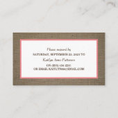 Sand Dollar & Burlap RSVP-kaart Visitekaartje (Achterkant)