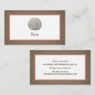 Sand Dollar & Burlap RSVP-kaart Visitekaartje