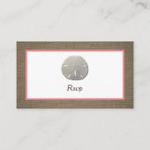 Sand Dollar & Burlap RSVP-kaart Visitekaartje (Voorkant)