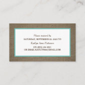 Sand Dollar & Burlap RSVP-kaart Visitekaartje (Achterkant)