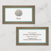 Sand Dollar & Burlap RSVP-kaart Visitekaartje (Voorkant / Achterkant)