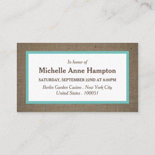 Sand Dollar & Burlap Vrijgezellenfeest Ticket Invi (Achterkant)