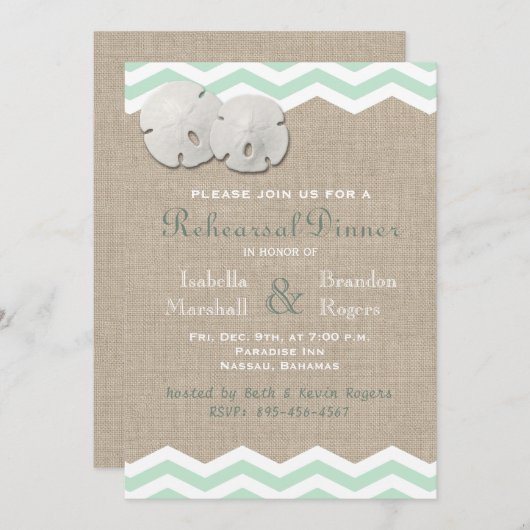 Sand Dollar & Chevron repetitie diner Kaart (Voorkant / Achterkant)