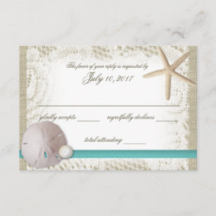 Sand Dollar- en Pearl-respons RSVP Kaartje