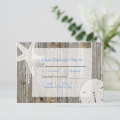 Sand Dollar en Starfish Oceanic Wedding RSVP (Staand voorkant)