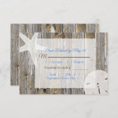 Sand Dollar en Starfish Oceanic Wedding RSVP (Voorkant / Achterkant)