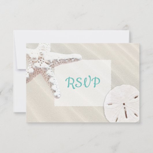Sand Dollar en Starfish Oceanic Wedding RSVP (Achterkant)