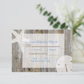 Sand Dollar en Starfish Oceanic Wedding RSVP Kaartje (Staand voorkant)