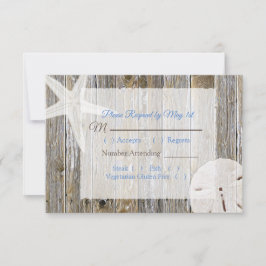 Sand Dollar en Starfish Oceanic Wedding RSVP Kaartje