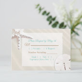 Sand Dollar en Starfish Oceanic Wedding RSVP Kaartje (Staand voorkant)