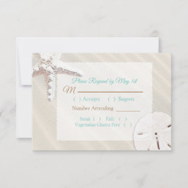 Sand Dollar en Starfish Oceanic Wedding RSVP Kaartje