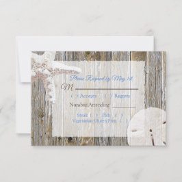 Sand Dollar en Starfish Oceanic Wedding RSVP Kaartje