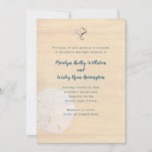 Sand Dollar Hearts Wood Beach Ceremony Weddenschap Kaart (Voorkant)