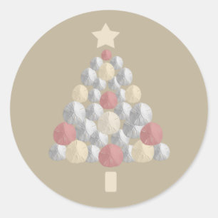 Sand Dollar kerstboom (lichtbruin) Ronde Sticker