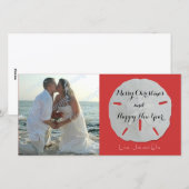 Sand Dollar-kerstfotokaart Rood en wit Feestdagenkaart (Voorkant / Achterkant)