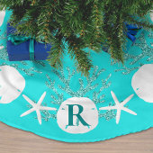 Sand Dollar Kerstmis Aqua Blue Monogram Kerstboom Rok