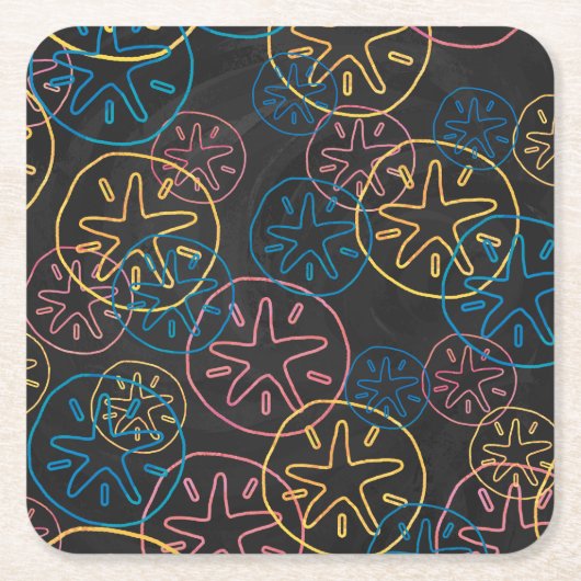 Sand Dollar Lines Red Yellow Blue Kartonnen Onderzetters (Voorkant)