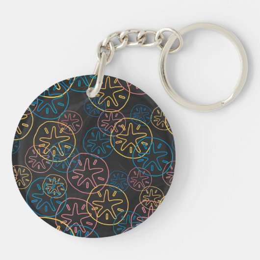 Sand Dollar Lines Red Yellow Blue Sleutelhanger (Achterkant)