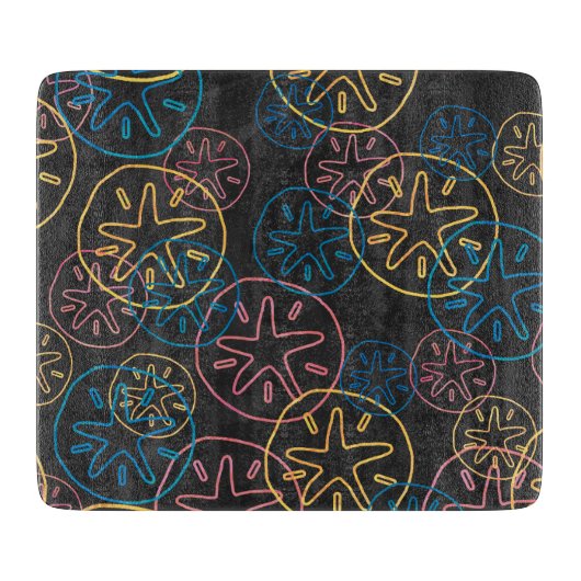 Sand Dollar Lines Red Yellow Blue Snijplank (Voorkant)