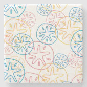 Sand Dollar Lines Red Yellow Blue Stenen Onderzetter (Voorkant)