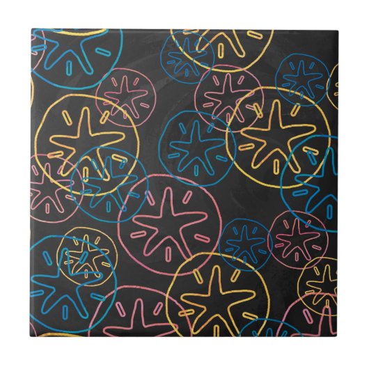 Sand Dollar Lines Red Yellow Blue Tegeltje (Voorkant)