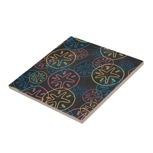 Sand Dollar Lines Red Yellow Blue Tegeltje (Zijkant)