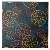 Sand Dollar Lines Red Yellow Blue Tegeltje (Voorkant)