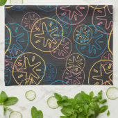 Sand Dollar Lines Red Yellow Blue Theedoek (Gevouwen)