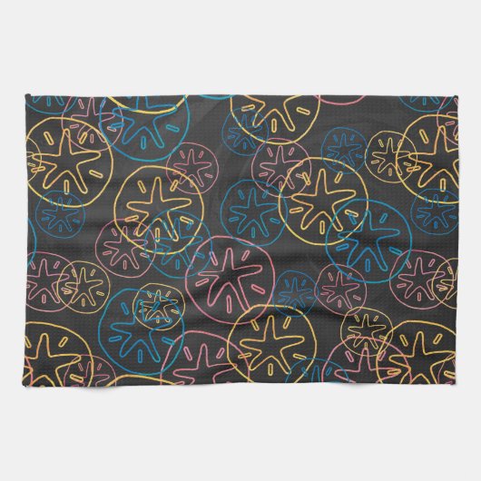 Sand Dollar Lines Red Yellow Blue Theedoek (Horizontaal)