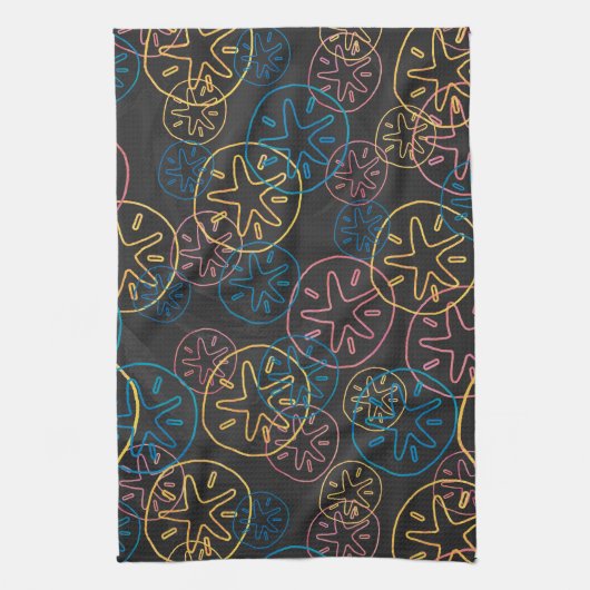 Sand Dollar Lines Red Yellow Blue Theedoek (Verticaal)