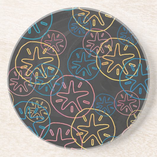 Sand Dollar Lines Red Yellow Blue Zandsteen Onderzetter (Voorkant)