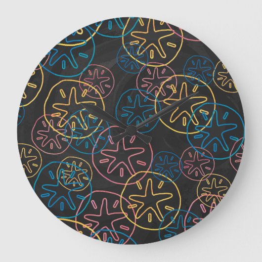 Sand Dollar Lines Rood Geel Blauw Grote Klok (Voorkant)